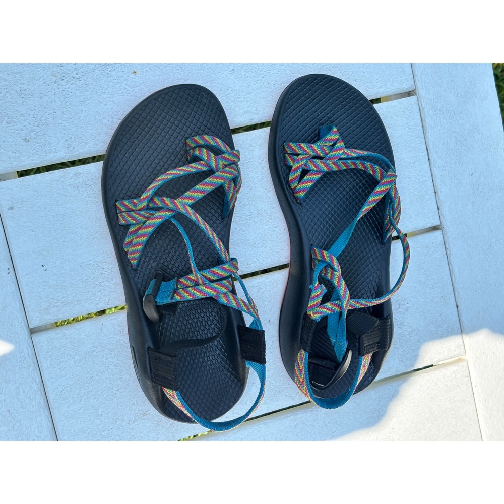 Chaco Z2 Cloud Sandals Womens Multi Color Rainbow Strappy Vibram Red Sole Hiking - Picture 2 of 5